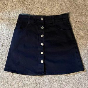 Brandy Melville Navy Button Suede Skirt (Size M)